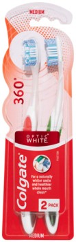 Colgate+360%26deg%3B+Optic+White+Platinum+Medium+Toothbrush+2+Pack