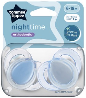 Tommee+Tippee+Closer+To+Nature+Night+Time+Soothers+6-18+Months+2+Pack