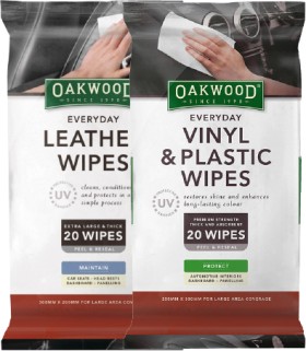 Oakwood+Automotive+Leather+Wipes+Extra+Large+or+Vinyl+%26amp%3B+Plastic+Wipes+with+UV+Protect+20+Pack