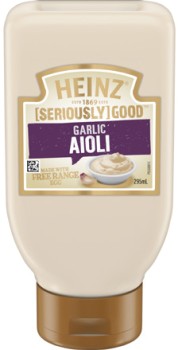 Heinz-Seriously-Good-Aioli-Mayonnaise-or-Tartare-Sauce-295mL-Selected-Varieties on sale