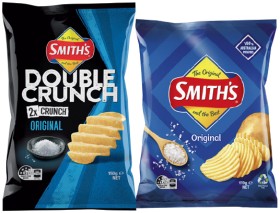 Smith%26%23039%3Bs+Crinkle+Cut+150%E2%80%91170g+or+Double+Crunch+Chips+150g+Selected+Varieties