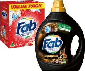 Fab+Laundry+Liquid+3.6+Litre+or+Powder+3.8%E2%80%914kg+Selected+Varieties