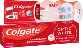 Colgate-Optic-White-or-Sensitive-Toothpaste-110140g-360-Optic-White-Toothbrush-2-Pack-or-Sonic-Kids-Toothbrush-1-Pack-Selected-Varieties on sale