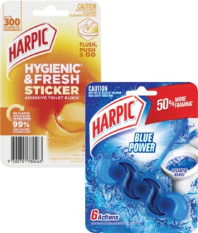 Harpic-In-The-Bowl-Toilet-Cleaner-39g-or-Hygienic-Fresh-Stickers-2-Pack on sale