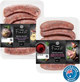 Coles-Finest-Sausages-450g-500g on sale