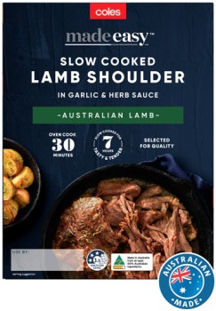 Coles-Made-Easy-Slow-Cooked-Lamb-Shoulder-In-Garlic-Herb-Sauce-550g on sale