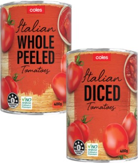 Coles-Italian-Tomatoes-400g on sale