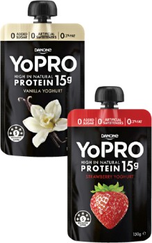 Danone-YoPro-Protein-Yoghurt-Pouch-150g on sale