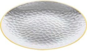 NEW-Plate-Clear-Dimple-Gold-Rim-230mm-Pk-10 on sale