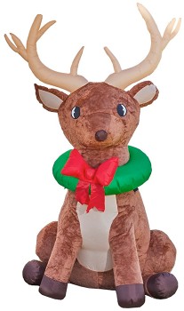 NEW+Inflatable+Reindeer+Sitting+Plush+Giant+2.1m+Ea