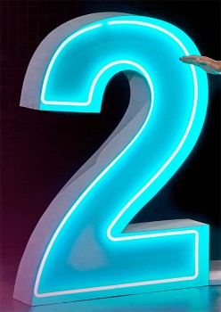 NEW+Marquee+Neon+Number+2+1.2m+White+Metal+HIRE%2A