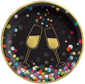 NEW+New+Year+Cheers+Confetti+Lunch+Plate+17cm+Pk+20