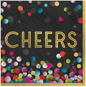 NEW-New-Year-Cheers-Confetti-Beverage-Napkin-Pk-40 on sale