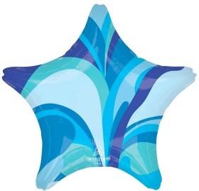 NEW-Balloon-Foil-45cm-Star-Macro-Marble-Blue-Ea on sale