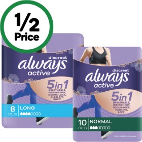 Always-Discreet-Active-Pads-Pk-8-10 on sale