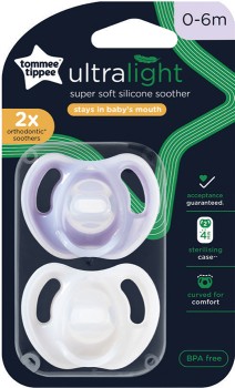 Tommee-Tippee-Ultra-Light-Silicone-Soother-0-6-Months-2-Pack on sale