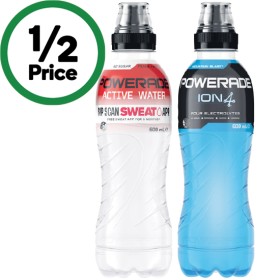 Powerade-Drink-Flo-Cap-or-Active-Water-600ml on sale