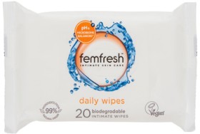 Femfresh+Feminine+Wipes+20+Pack+or+Liquid+Wash+250mL+Selected+Varieties