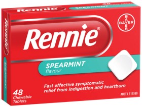 Rennie+Spearmint+Flavour+Indigestion+%26amp%3B+Heartburn+Tablets+48+Pack%2A