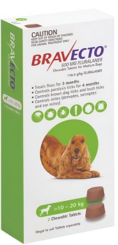 Bravecto-Dog-10-20kg-Chews-2-Pack on sale