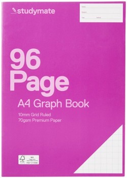 Studymate+A4+96+Page+10mm+Graph+Book