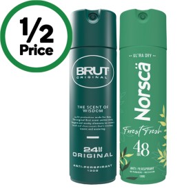 Brut+24hr+Antiperspirant+or+Norsca+Antiperspirant+Deodorant+130g