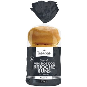 Toscano+Mini+Brioche+Hot+Dog+Buns+270g+Pk+6