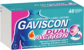 Gaviscon+Dual+Action+Heartburn+%26amp%3B+Indigestion+Peppermint+48+Chewable+Tablets