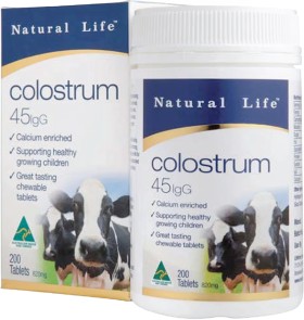 Natural+Life+Colostrum+45mg+IgG+200+Chewable+Tablets