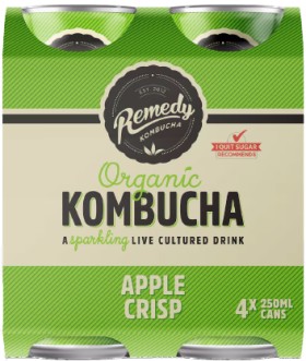 Remedy+Organic+Kombucha+Apple+Crisp+4x250ml