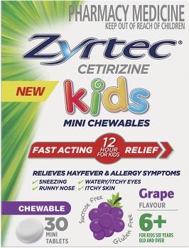 Zyrtec+Kids+Fast+Acting+Allergy+%26amp%3B+Hayfever+Relief+Grape+30+Chewable+Tablets