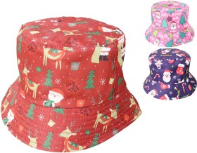 Christmas+Bucket+Hat+Assorted+Fun+Patterns+Fully+Lined