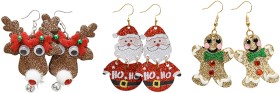 Christmas+Earrings+Novelty+Glitter+Assorted