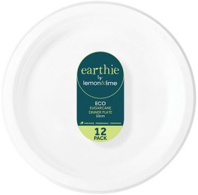 Earthie+Eco+Dining+White+12+Packs+Dinner+Plate+23cm