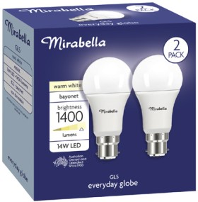 Mirabella+14W+GLS+LED+Light+Globes+2+Pack