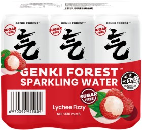 Genki-Forest-Sparkling-Water-Lychee-6x330mL on sale