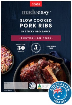 Coles+Made+Easy+Slow+Cooked+Pork+Ribs+in+BBQ+Sauce+650g