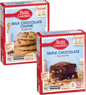 Betty+Crocker+Baking+Triple+Choc+Brownie+500g+or+Milk+Choc+Cookie+Mix+485g