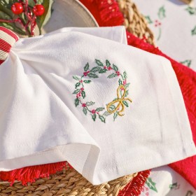 Holly-Christmas-Embroidered-Napkin-2-Pack-by-Habitat on sale