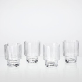 Mila-Ribbed-Clear-Tumbler-Glasses-Set-of-4-by-MUSE on sale