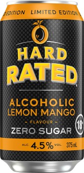 NEW+Hard+Rated+Lemon+Mango+Zero+Sugar+4.5%25+Cans+375mL