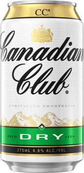 Canadian+Club+Whisky+%26amp%3B+Dry+4.8%25+Cans+10+Pack+375mL