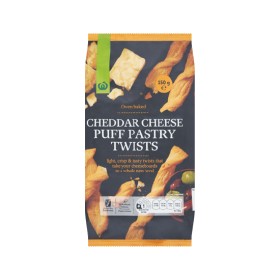 Woolworths+Cheddar+Cheese+Puff+Pastry+Twists+Crackers+150g