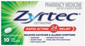 Zyrtec-Hayfever-Allergy-Relief-10-Mini-Tablets on sale