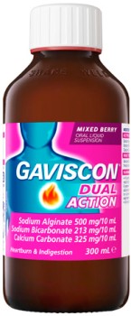 Gaviscon+Dual+Action+Liquid+Mixed+Berry+Flavour+300mL