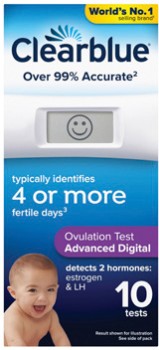 Clearblue+Digital+Ovulation+Test+with+Dual+Hormone+Indicator+10+Pack