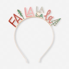 Fa-La-La-La-Headband-Gold-Tone-Green-and-Red on sale