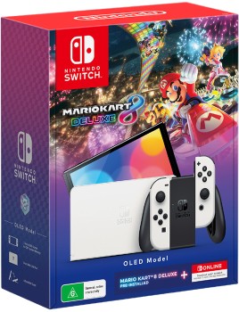 Nintendo+Switch+OLED+Model+White+Mario+Kart+8+Deluxe+%2B+NSO+12+Months+Hardware+Bundle