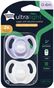 Tommee+Tippee+Ultralight+Silicone+Soother+0-6+Months+2+Pack