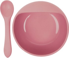 Guardian-Silicone-Suction-Bowl-Spoon-Set-Dusty-Berry on sale